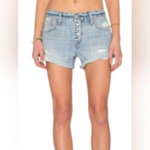 LEVI'S Button Fly Rolled Hem Light Wash "Country Road" Jean Cut Off Shorts